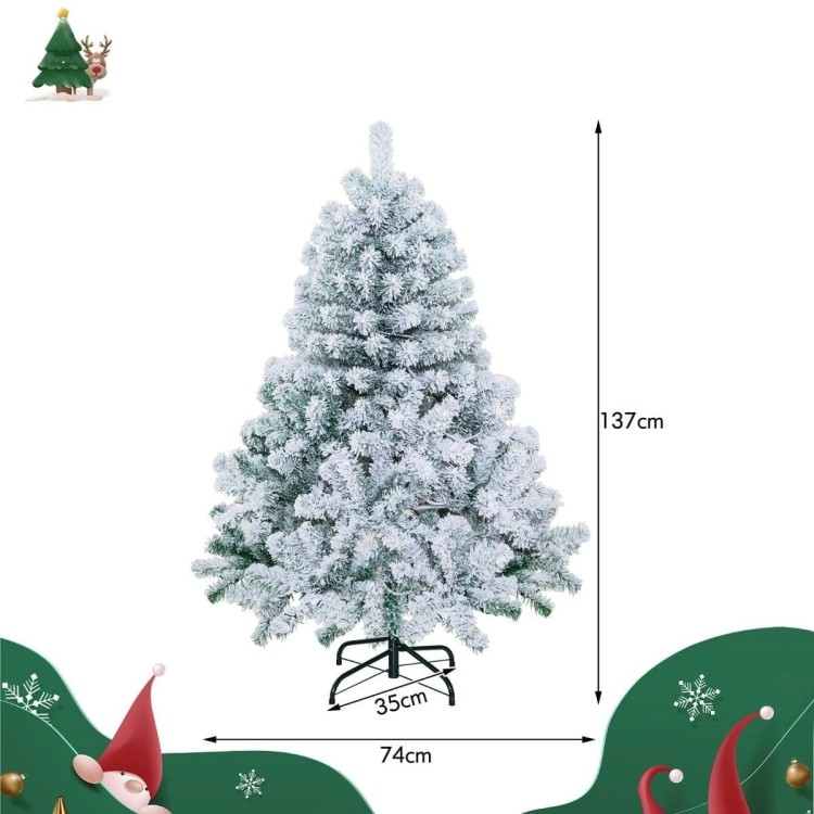 Ośnieżona choinka świąteczna 137 cm z lampkami LED