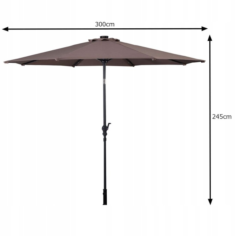 Parasol ogrodowy z diodami solarnymi led 300 cm