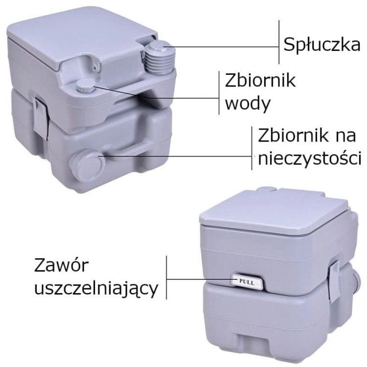 Przenośna toaleta turystyczna ze spłuczką 20 l