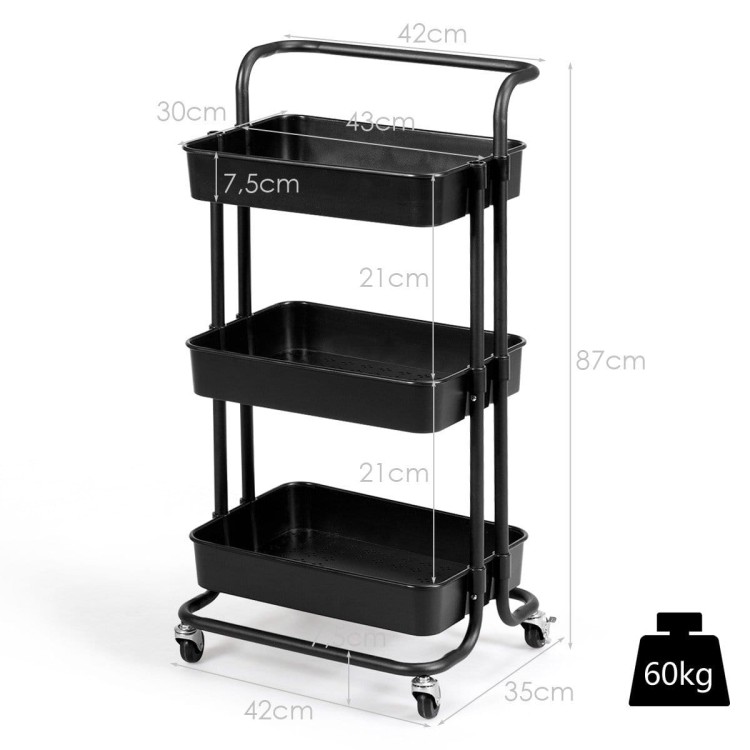 Wózek organizer na kółkach z 3 półkami