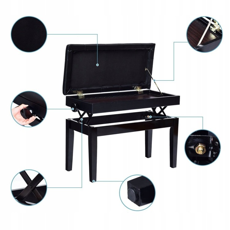 Taboret stołek do pianina ze schowkiem