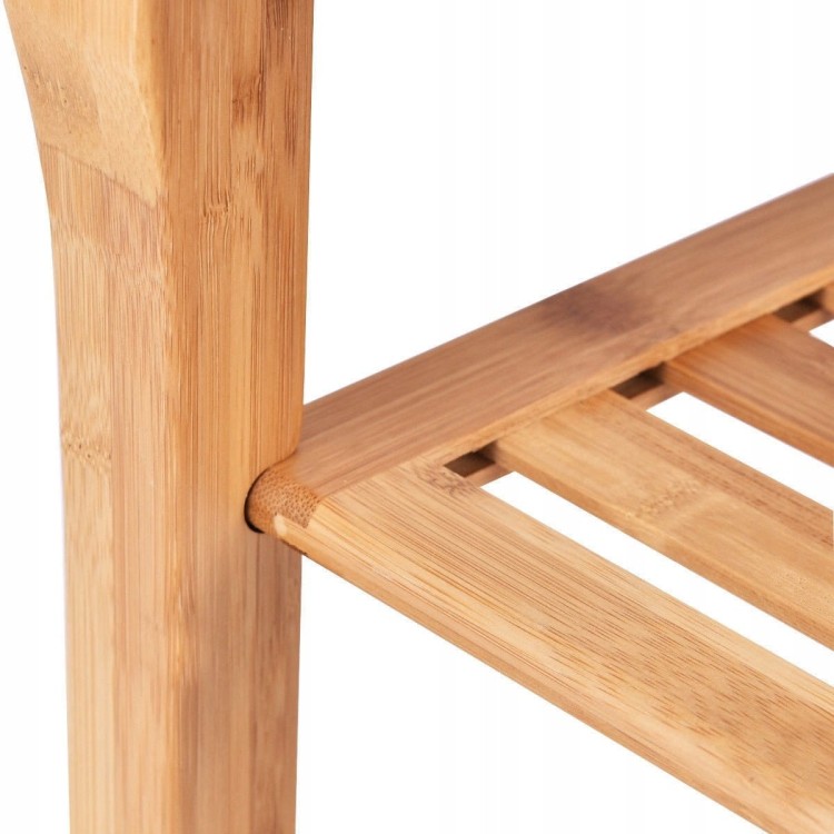 Taboret łazienkowy bambusowy z półeczką