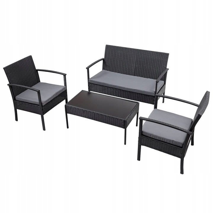 Meble ogrodowe rattanowe zestaw stół sofa i fotele