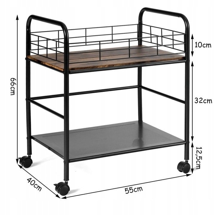 Wózek organizer na kółkach z 2 półkami