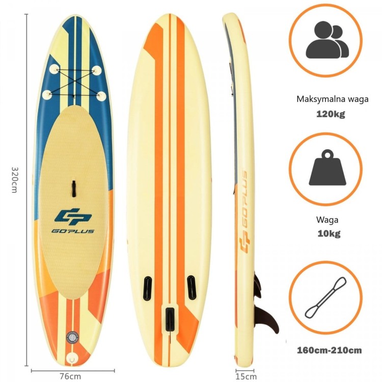 Pompowana deska SUP do wiosłowania stand up 320 cm