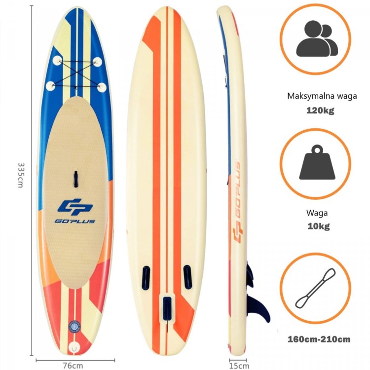 Pompowana deska SUP do wiosłowania stand up 335 cm