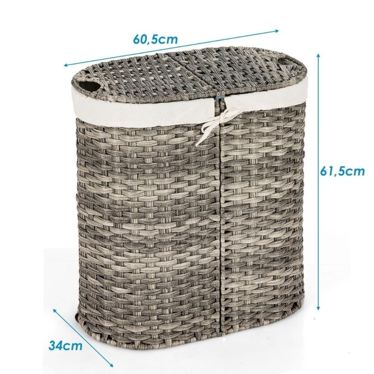 Rattanowy kosz na pranie dwukomorowy