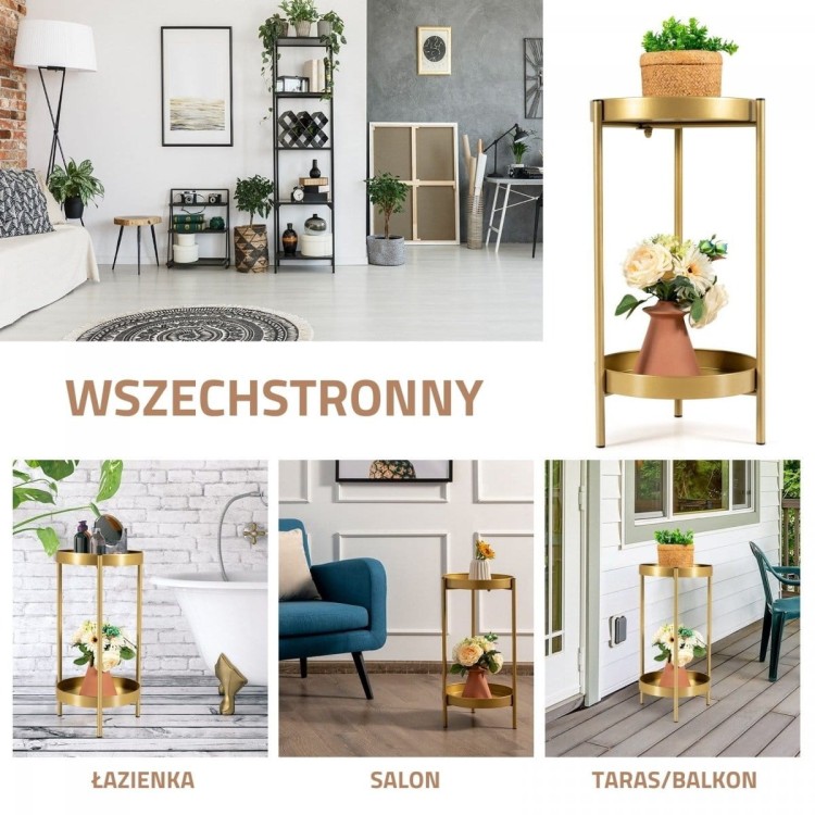 Okrągły kwietnik metalowy 2 poziomowy ozdobny