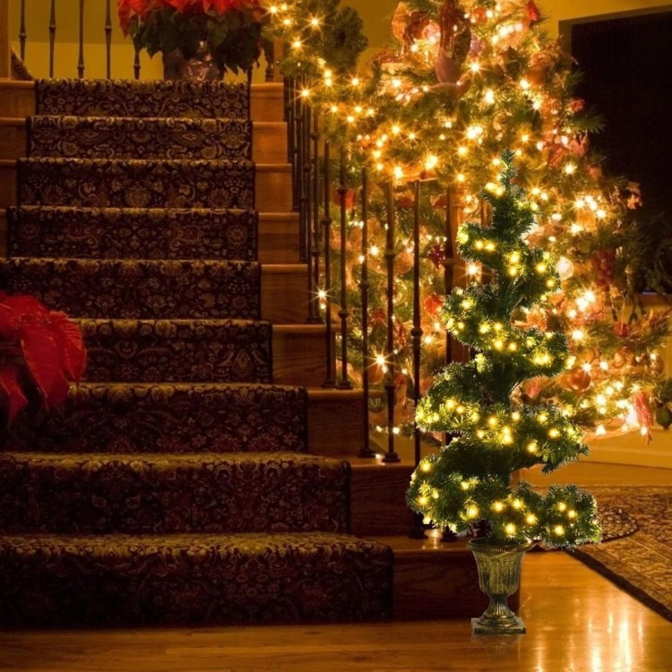 Choinka sztuczna 120cm w doniczce spirala 150 lampek LED