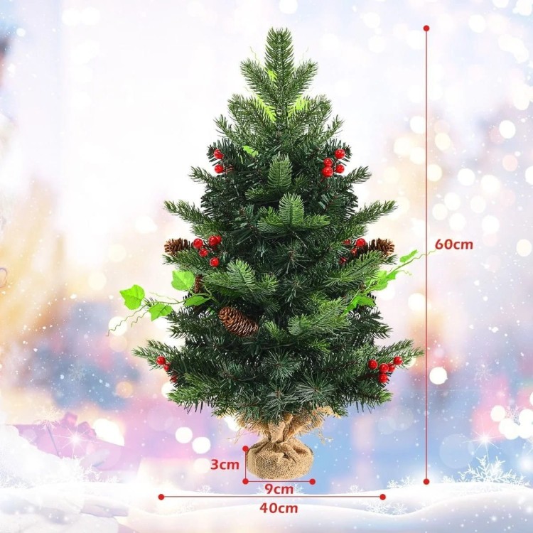 Mini choinka na biurko 60 cm z lampkami LED