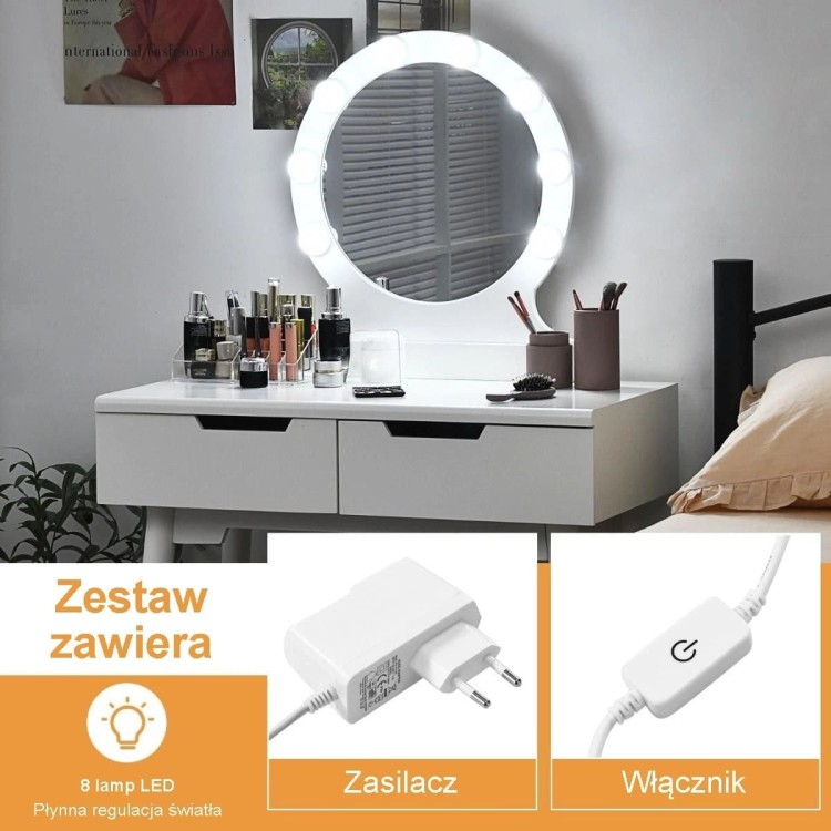 Toaletka z podświetleniem + stołek 80 x 40 x 132 cm