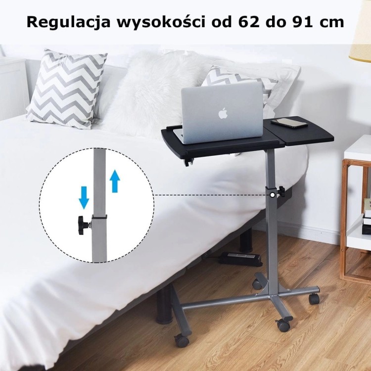 Regulowany stojak na laptop na kółkach z regulacją wysokości i nachylenia