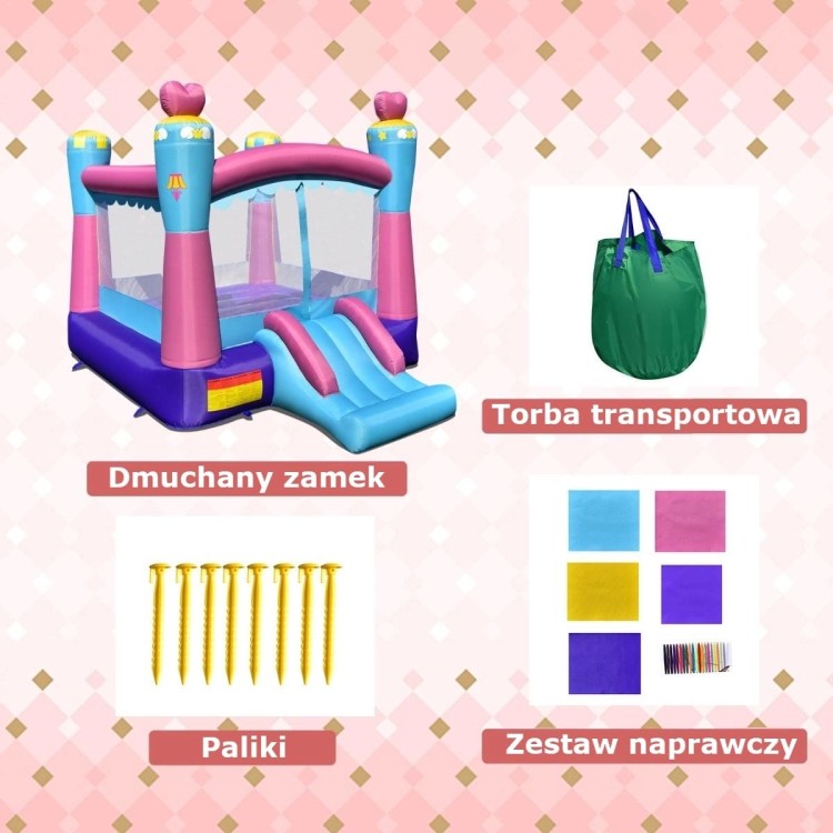 Dmuchany zamek trampolina dla dzieci ze zjeżdżalnią 265 x 334 x 250 cm