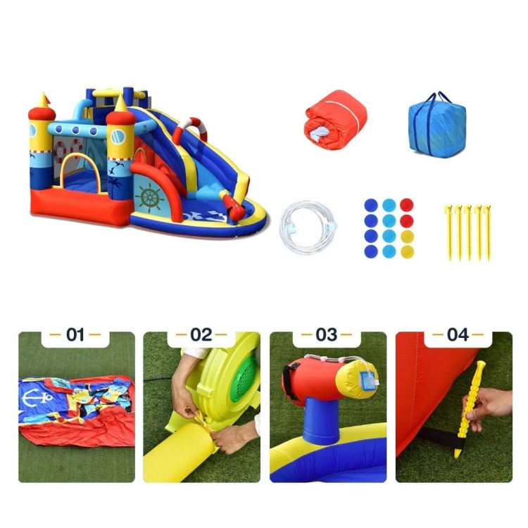 Dmuchany plac zabaw 6w1 dla dzieci z kompresorem 360 x 290 x 200 cm