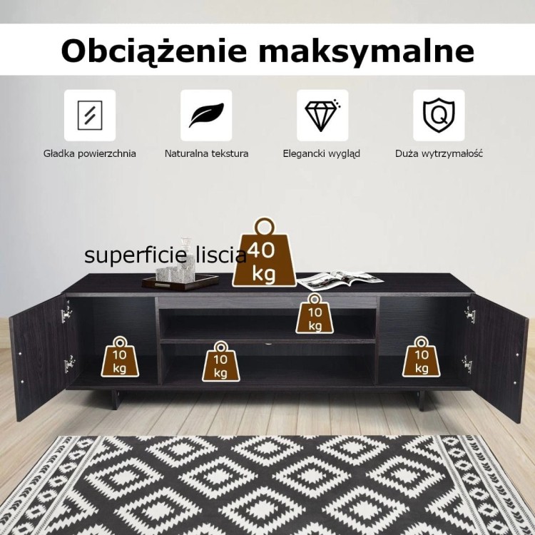 Klasyczna szafka RTV z 2 otwartymi półkami i drzwiczkami