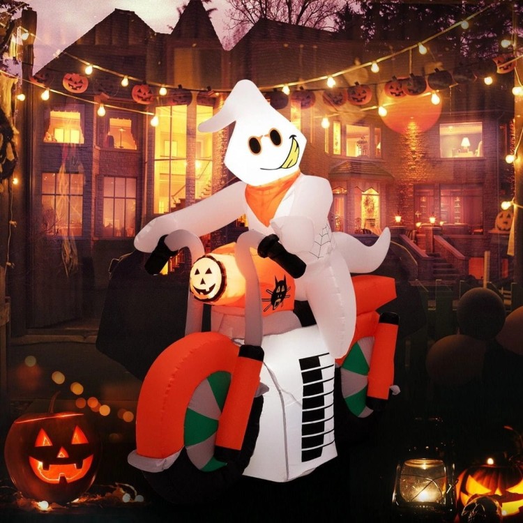 Dekoracja Halloween duch na motorze ze światłami LED