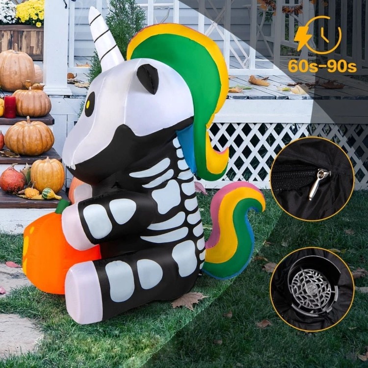Dekoracja Halloween nadmuchiwany szkielet jednorożca