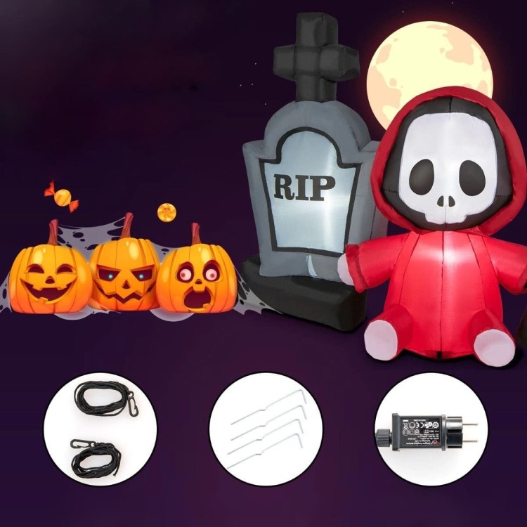 Dekoracja Halloween Nadmuchiwany duch z nagrobkiem
