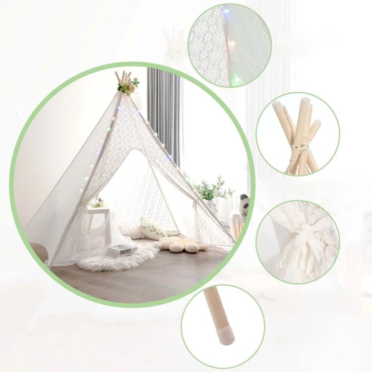 Koronkowy namiot teepee dla dzieci i dorosłych
