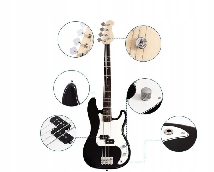 Elektryczna gitara basowa z futerałem