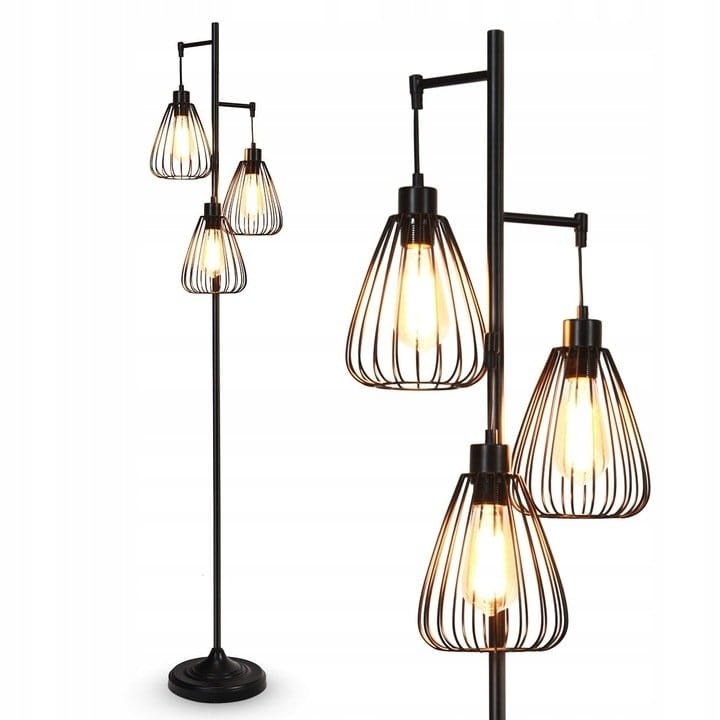 Lampa podłogowa stojąca metalowa industrialna
