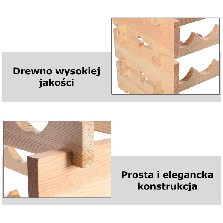 Drewniany regał stojak na wino na 72 butelki