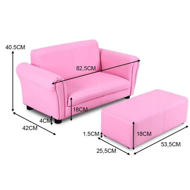 Mini sofa dziecięca z podnóżkiem