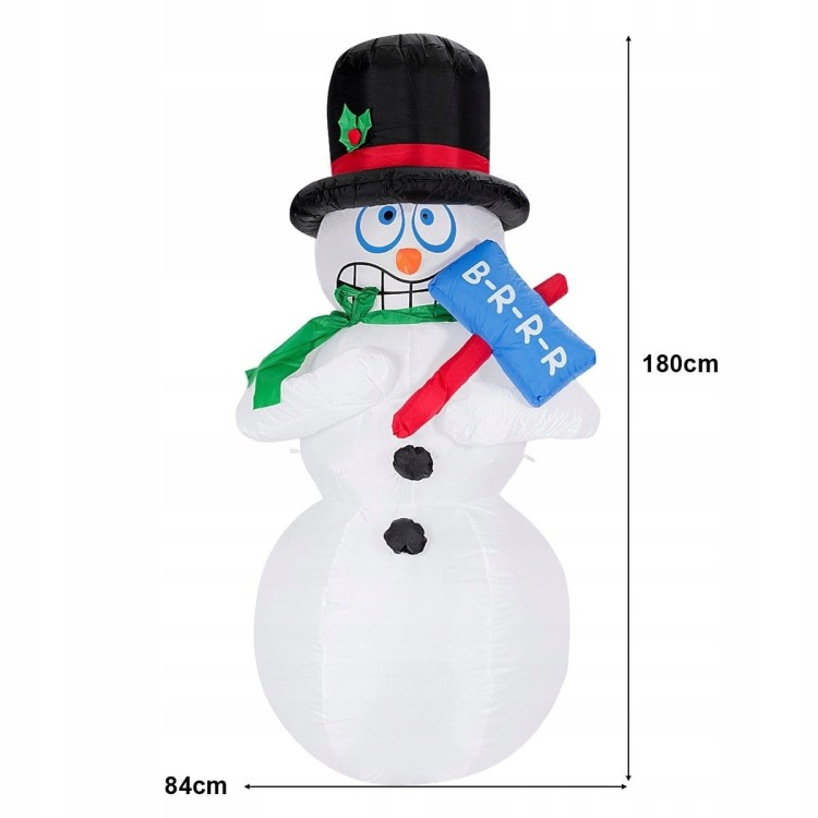 Dmuchany bałwan z podświetleniem led 180 cm