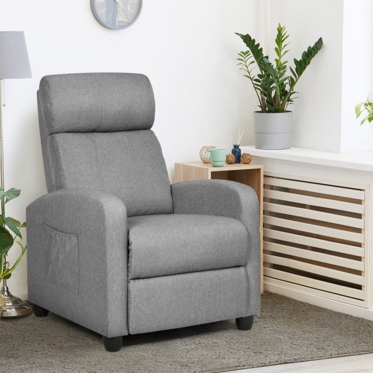 Fotel rozkładany recliner z lnianą tapicerką
