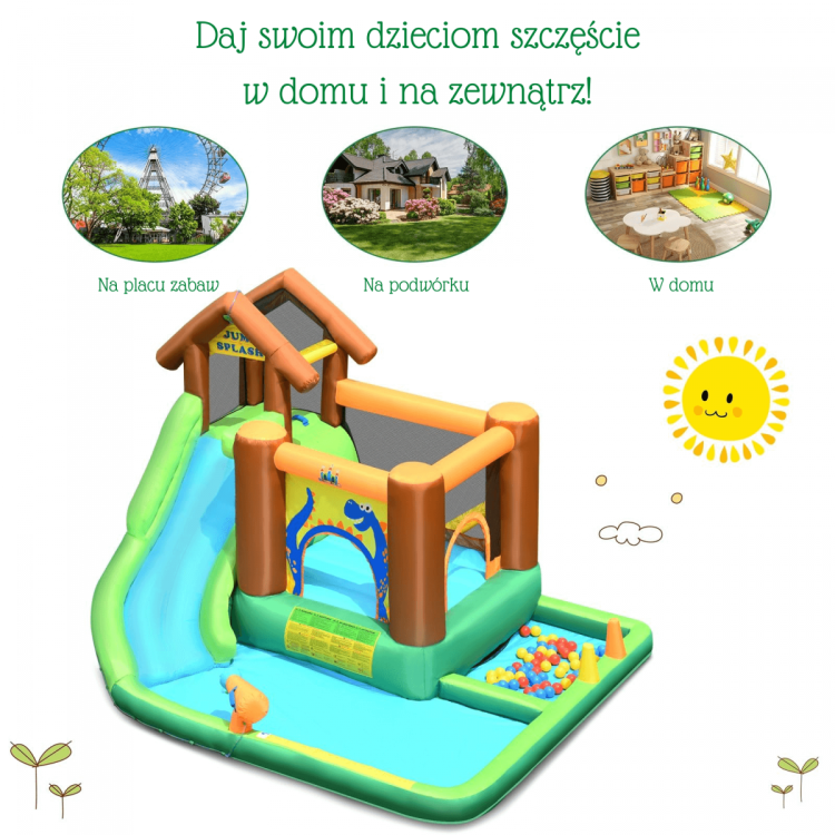 Nadmuchiwany plac zabaw - domek, basen, zjeżdżalnia i dmuchawa