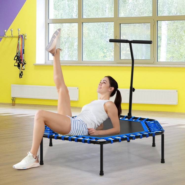 Trampolina fitness z uchwytem i cichymi gumami bungee