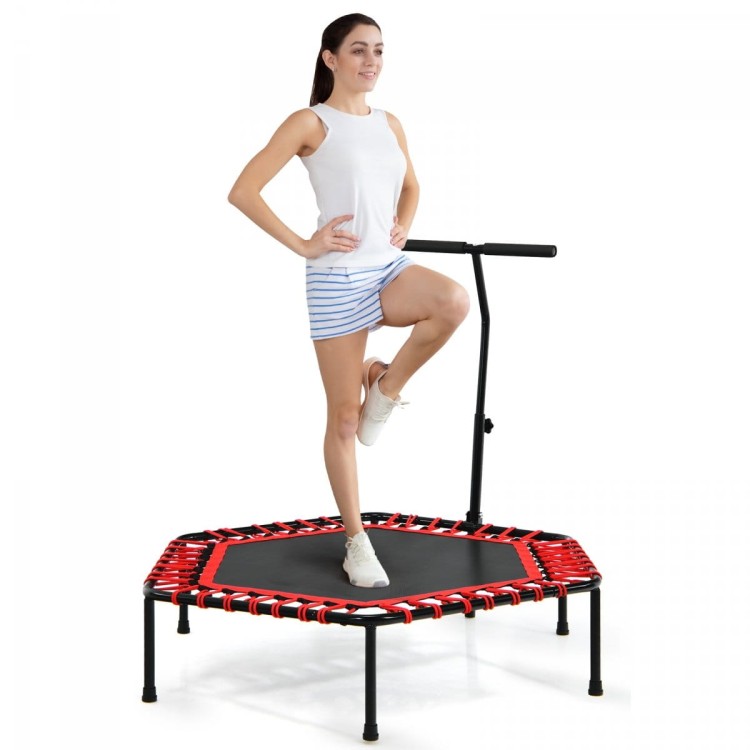 Trampolina fitness z uchwytem i cichymi gumami bungee