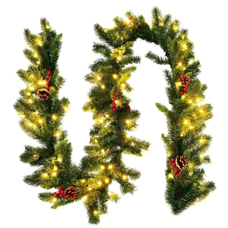 Girlanda świąteczna 270 cm - wieniec sosnowy z 50 diodami LED