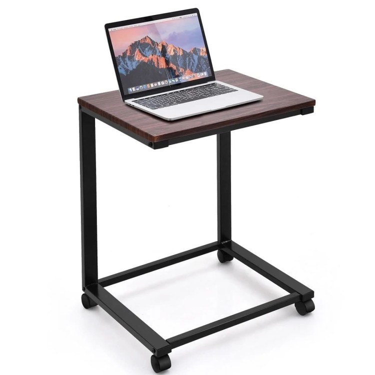 Wysoki stolik boczny w stylu industrialnym z kółkami pod laptopa