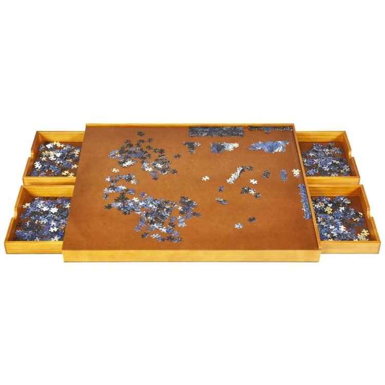 Drewniana tablica na puzzle z 4 szufladkami 80 x 65 cm