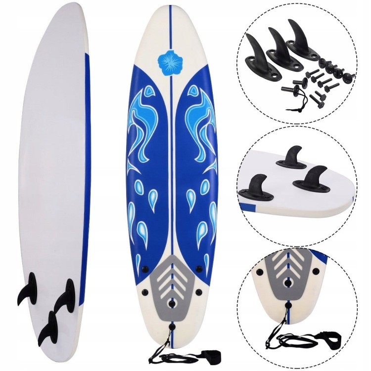Deska surfingowa 180cm ze smyczą zabezpieczającą