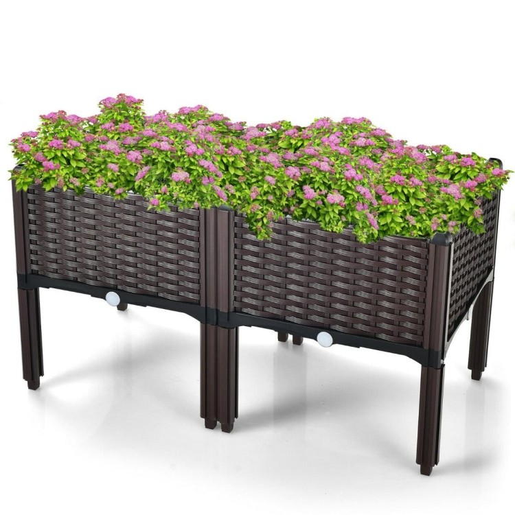 Podwyższona donica ogrodowa do kwiatów modularna 2 szt 40 x 40 x 45 cm