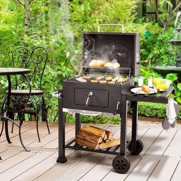 Przenośny grill ogrodowy z bocznym stołem