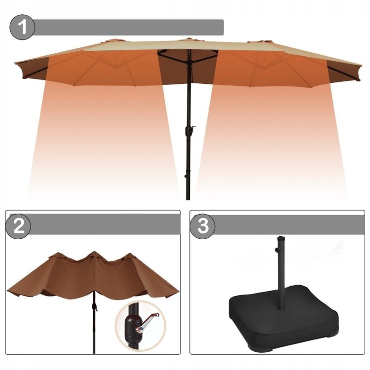 Podwójny parasol ogrodowy na taras z podstawą 460 cm