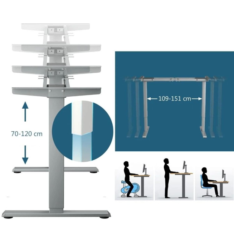 Elektryczny stelaż podstawa do biurka 109-151 x 58 x 70-120cm