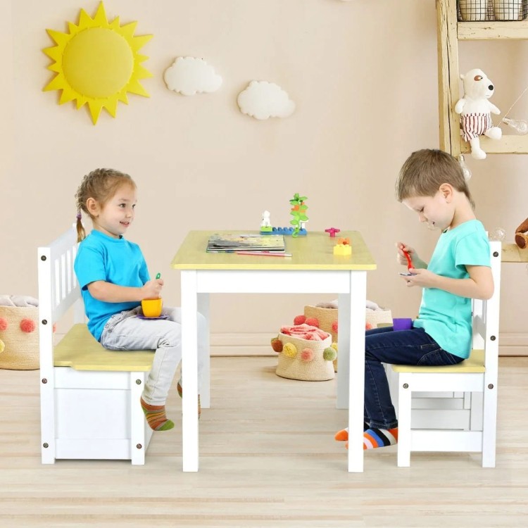 Zestaw mebli dziecięcych Stolik + 2 krzesła + ławka