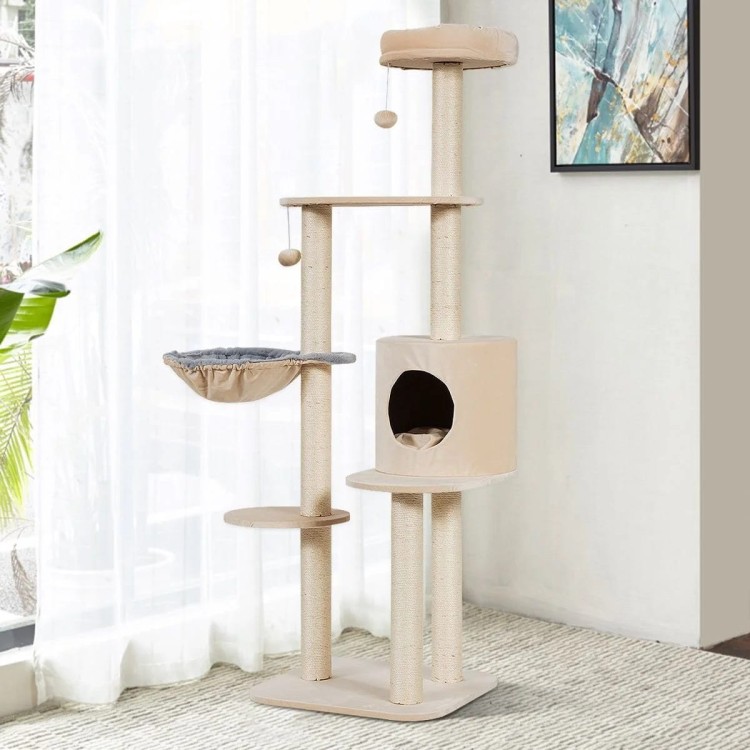 5-poziomowy drapak dla kota z budką 144 cm