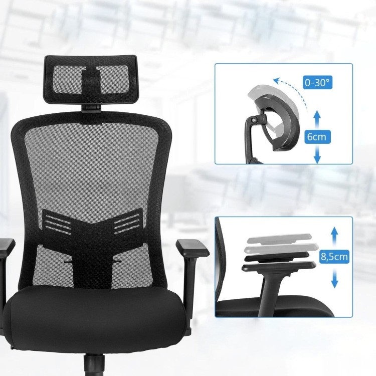Ergonomiczne krzesło biurowe regulowane 65 x 63 x 113–129 cm