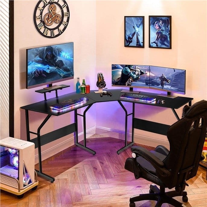 Biurko narożne z podstawką pod monitor 225 x 48 x 91 cm