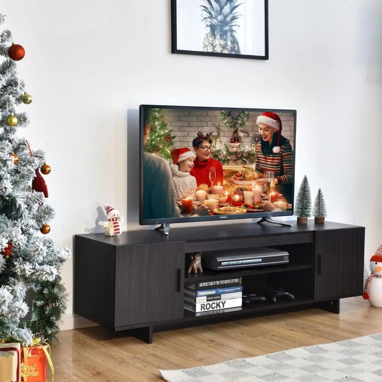 Klasyczna szafka RTV z 2 otwartymi półkami i drzwiczkami