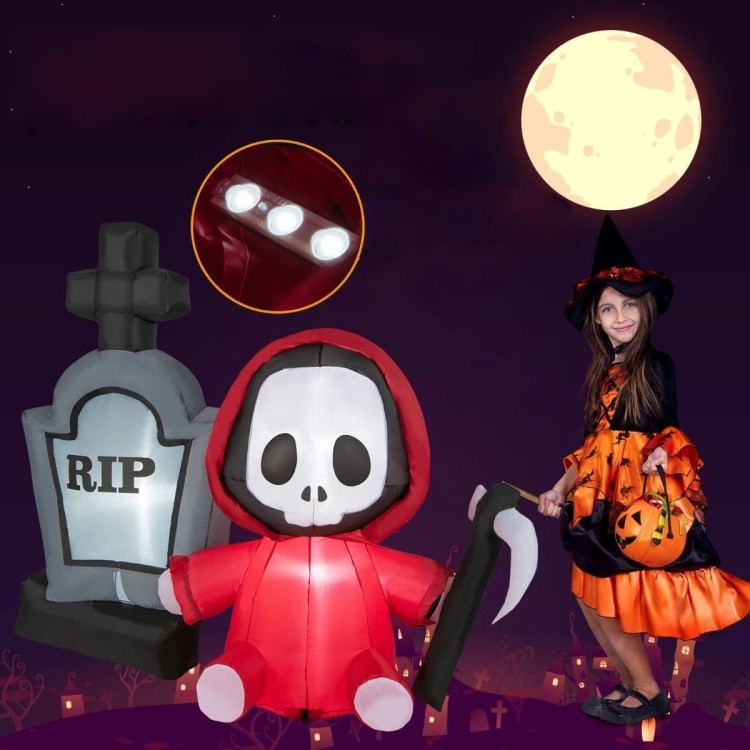 Dekoracja Halloween Nadmuchiwany duch z nagrobkiem