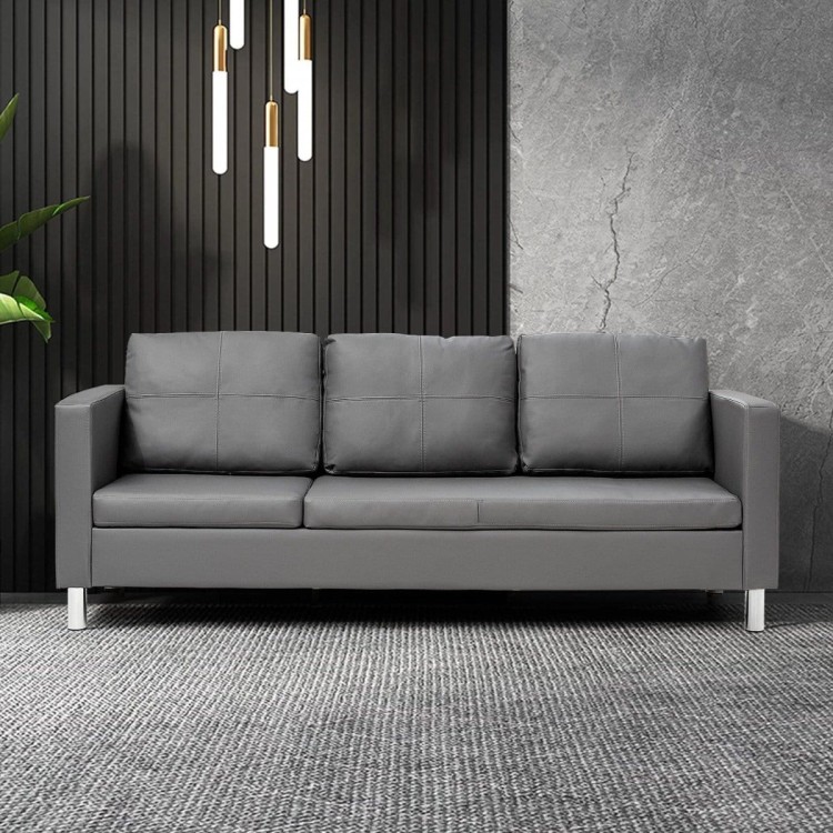 Sofa ze sztucznej skóry z podnóżkiem 188 x 62 x 60 cm