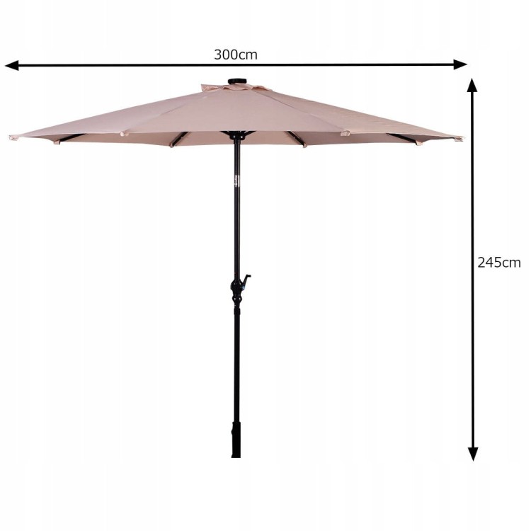 Parasol ogrodowy z solarnymi diodami led 300 cm