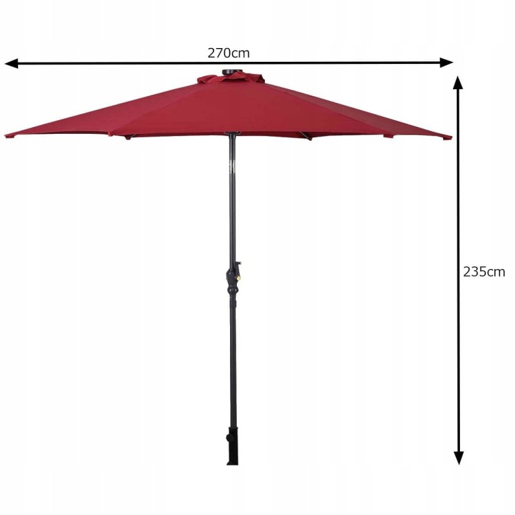 Parasol ogrodowy z diodami solarnymi led 270 cm