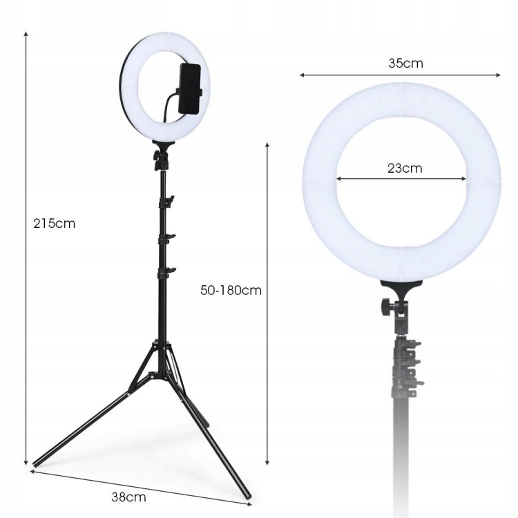 Lampa pierścieniowa fotograficzna na statywie 336 diod